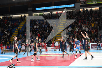 2023-02-19 - The players of Cucine Lube Civitanova cheer at the and of the match - CUCINE LUBE CIVITANOVA VS GAS SALES BLUENERGY PIACENZA - SUPERLEAGUE SERIE A - VOLLEYBALL