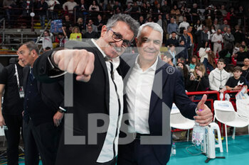 18/03/2023 - anastasi andrea (coach sir safety susa perugia) gino sirci ( president sir safety susa perugia)
 rejoices for the victory of the race - PLAY OFF - SIR SAFETY SUSA PERUGIA VS ALLIANZ MILANO - SUPERLEGA SERIE A - VOLLEY