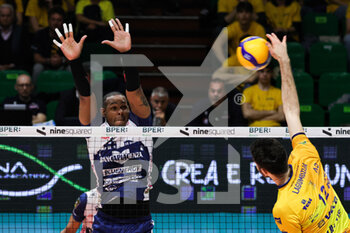 2023-03-26 - Yoandy Leal block (Valsa Group Modena)(Gas Sales Bluenergy Piacenza) In action during the match of Gara 3 quarter of final Playoff Scudetto SuperLega championship season 22/23 at Palapanini in Modena (Italy) on 26th of March 2023
 - PLAY OFF - VALSA GROUP MODENA VS GAS SALES BLUENERGY PIACENZA - SUPERLEAGUE SERIE A - VOLLEYBALL