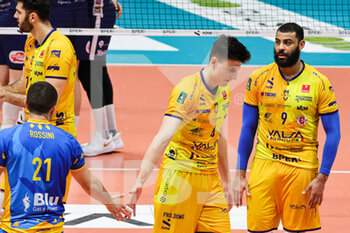 2023-03-26 - Giovanni Sanguinetti and Salvatore Rossini (Valsa Group Modena)(Gas Sales Bluenergy Piacenza) In action during the match of Gara 3 quarter of final Playoff Scudetto SuperLega championship season 22/23 at Palapanini in Modena (Italy) on 26th of March 2023
 - PLAY OFF - VALSA GROUP MODENA VS GAS SALES BLUENERGY PIACENZA - SUPERLEAGUE SERIE A - VOLLEYBALL