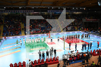 2023-04-19 - Cucine Lube Civitanova and Allianz Milano players take to the volleyball court - PLAY OFF SEMIFINALS - CUCINE LUBE CIVITANOVA VS ALLIANZ MILANO - SUPERLEAGUE SERIE A - VOLLEYBALL