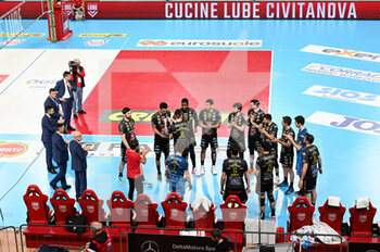 2023-04-19 - Cucine Lube Civitanova players take to the volleyball court - PLAY OFF SEMIFINALS - CUCINE LUBE CIVITANOVA VS ALLIANZ MILANO - SUPERLEAGUE SERIE A - VOLLEYBALL