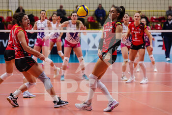 2023-01-18 - Lena Stigrot #10 of UYBA Unet E-Work Busto Arsizio and Alice Degradi #2 of UYBA Unet E-Work Busto Arsizio in action during CEV Cup women 2022/23 volleyball match between UYBA Unet E-Work Busto Arsizio and Nova KBM Branik Maribor at E-Work Arena, Busto Arsizio, Italy on January 18, 2023 - E-WORK BUSTO ARSIZIO VS NOVA KBM BRANIK MARIBOR - CEV CUP WOMEN - VOLLEYBALL