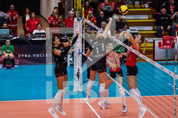 2023-02-01 - Carli Lloyd #3 of UYBA Unet E-Work Busto Arsizio in action during CEV Cup women 2022/23 volleyball match between UYBA Unet E-Work Busto Arsizio and THY Istanbul at E-Work Arena, Busto Arsizio, Italy on February 01, 2023 - E-WORK BUSTO ARSIZIO VS THY ISTANBUL - CEV CUP WOMEN - VOLLEYBALL