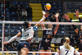 14/11/2023 - Meawad Houssamel of FKB Power Cats Dudingen Volley Freuen attack during Volley CEV Champions League match between Reale Mutua Fener Chieri '76 and FKB Power Cats Dudingen Volley Freuen at PalaRuffini, Torino - REALE MUTUA FENERA CHIERI VS FKB POWER CATS DUDINGEN - CEV CUP WOMEN - VOLLEY