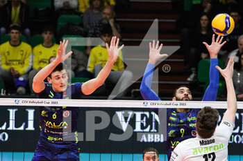 25/01/2023 - Earvin Ngapeth, Giovanni Sanguinetti (Valsa Group Modena), Lukas Maase (SVG Luneburg) - VALSA GROUP MODENA VS SVG LUNEBURG - CEV CUP - VOLLEY