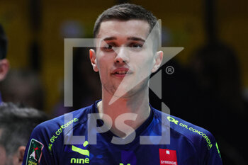 2023-02-15 - Lorenzo Sala (Valsa Group Modena)(ACH Ljubljana) In action during the match of CEV Cup Volley Championship season 22/23 at Palapanini in Modena (Italy) - VALSA GROUP MODENA VS ACH LJUBLJANA - CEV CUP - VOLLEYBALL