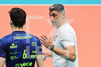 08/03/2023 - Andrea Giani and Giovanni Sanguinetti (Valsa Group Modena)(PGE Sera Belchatow) In action during the match of CEV Cup semifinal season 22/23 at Palapanini in Modena (Italy) on 8th of March 2023
 - VALSA GROUP MODENA VS PGE SKRA BELCHATOW - CEV CUP - VOLLEY
