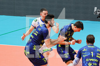 2023-03-29 - Team Modena(Valsa Group Modena)(Knack Roeselare) In action during the Final of the CEV Cup Men league season 22/23 at PalaPanini in Modena (Italy) on 29th of March 2023 - FINAL - VALSA GROUP MODENA VS KNACK ROESELARE - CEV CUP - VOLLEYBALL