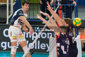 2023-11-23 - Attack of Giulio Magalini of ITAS Trentino Volley during the match between ITAS Trentino Volley and Odbojkarski Klub ACH Volley Ljubljana, Pool B CEV Men Volley Champions League 2023/2024 at Il T Quotidiano Arena on November 23, 2023, Trento, Italy. - ITAS TRENTINO VS ACH VOLLEY LJUBLJANA - CHAMPIONS LEAGUE MEN - VOLLEYBALL