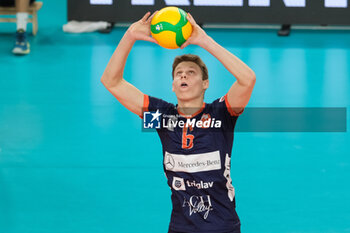 2023-11-23 - Set of Nejc Najdic during the match between ITAS Trentino Volley and Odbojkarski Klub ACH Volley Ljubljana, Pool B CEV Men Volley Champions League 2023/2024 at Il T Quotidiano Arena on November 23, 2023, Trento, Italy. - ITAS TRENTINO VS ACH VOLLEY LJUBLJANA - CHAMPIONS LEAGUE MEN - VOLLEYBALL