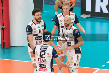 2023-11-23 - ITAS Trentino celebrates after scores a point during the match between ITAS Trentino Volley and Odbojkarski Klub ACH Volley Ljubljana, Pool B CEV Men Volley Champions League 2023/2024 at Il T Quotidiano Arena on November 23, 2023, Trento, Italy. - ITAS TRENTINO VS ACH VOLLEY LJUBLJANA - CHAMPIONS LEAGUE MEN - VOLLEYBALL