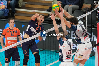 2023-11-23 - Attack of Klemen Sen of Odbojkarski Club ACH Volley Ljubljana during the match between ITAS Trentino Volley and Odbojkarski Klub ACH Volley Ljubljana, Pool B CEV Men Volley Champions League 2023/2024 at Il T Quotidiano Arena on November 23, 2023, Trento, Italy. - ITAS TRENTINO VS ACH VOLLEY LJUBLJANA - CHAMPIONS LEAGUE MEN - VOLLEYBALL