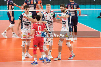2023-11-23 - ITAS Trentino celebrates after scores a point during the match between ITAS Trentino Volley and Odbojkarski Klub ACH Volley Ljubljana, Pool B CEV Men Volley Champions League 2023/2024 at Il T Quotidiano Arena on November 23, 2023, Trento, Italy. - ITAS TRENTINO VS ACH VOLLEY LJUBLJANA - CHAMPIONS LEAGUE MEN - VOLLEYBALL
