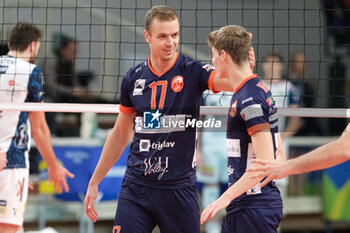 2023-11-23 - Matic Videcnik of Odbojkarski Club ACH Volley Ljubljana celebrates after scores a point during the match between ITAS Trentino Volley and Odbojkarski Klub ACH Volley Ljubljana, Pool B CEV Men Volley Champions League 2023/2024 at Il T Quotidiano Arena on November 23, 2023, Trento, Italy. - ITAS TRENTINO VS ACH VOLLEY LJUBLJANA - CHAMPIONS LEAGUE MEN - VOLLEYBALL
