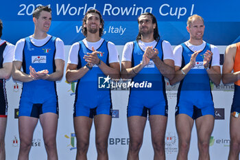 2024-04-14 - Men's Four: Matteo Lodo - Giovanni Abagnale - Giuseppe Vicino - Nicholas Kohl (ITA) gold medal - WORLD ROWING CUP - ROWING - OTHER SPORTS