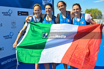 2024-04-14 - Lightweight Women's Double Sculls:, Valentina Rodini silver medal Stefania Buttignon bronze medal, Silvia Crosio bronze medal and Federica Cesarini silver medal (ITA) - WORLD ROWING CUP - ROWING - OTHER SPORTS