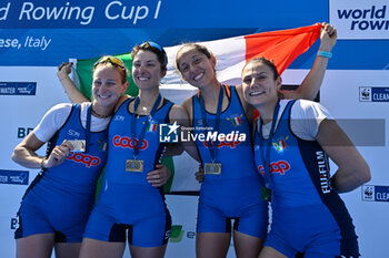 2024-04-14 - Lightweight Women's Double Sculls:, Valentina Rodini silver medal Stefania Buttignon bronze medal, Silvia Crosio bronze medal and Federica Cesarini silver medal (ITA) - WORLD ROWING CUP - ROWING - OTHER SPORTS
