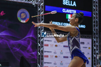 2024-02-18 - Viola Sella of Forza e Coraggio Milano seen during Rhythmic Gymnastics FGI Serie A1 2024 at PalaTricalle, Chieti, Italy on February 17, 2024 - RHYTHMIC GYMNASTIC - SERIE A1/A2 - GYMNASTICS - OTHER SPORTS