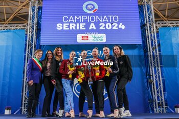 2024-03-17 - Ginnastica Fabriano celebrate the victory during Rhythmic Gymnastics FGI Serie A 2024 at PalaPrometeo, Ancona, Italy on March 16, 2024 - RHYTHMIC GYMNASTIC - SERIE A1/A2 - GYMNASTICS - OTHER SPORTS