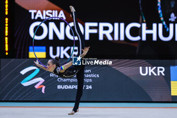 2024-05-26 - Taisiia Onofriichuk (UKR) during 40th European Rhythmic Gymnastics Championships Budapest 2024 at Papp Laszlo Budapest Sportarena, Budapest, Hungary on May 26, 2024 - 40TH EUROPEAN RHYTHMIC CHAMPIONSHIPS SENIOR INDIVIDUALS & GROUPS AND JUNIOR INDIVIDUALS - GYMNASTICS - OTHER SPORTS