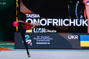 2024-05-26 - Taisiia Onofriichuk (UKR) during 40th European Rhythmic Gymnastics Championships Budapest 2024 at Papp Laszlo Budapest Sportarena, Budapest, Hungary on May 26, 2024 - 40TH EUROPEAN RHYTHMIC CHAMPIONSHIPS SENIOR INDIVIDUALS & GROUPS AND JUNIOR INDIVIDUALS - GYMNASTICS - OTHER SPORTS