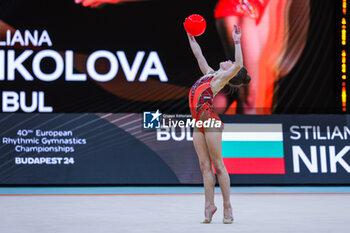 2024-05-26 - Stiliana Nikolova (BUL) during 40th European Rhythmic Gymnastics Championships Budapest 2024 at Papp Laszlo Budapest Sportarena, Budapest, Hungary on May 26, 2024 - 40TH EUROPEAN RHYTHMIC CHAMPIONSHIPS SENIOR INDIVIDUALS & GROUPS AND JUNIOR INDIVIDUALS - GYMNASTICS - OTHER SPORTS