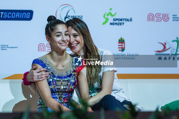 2024-05-26 - (L-R) Sofia Raffaeli (ITA) and her coach Claudia Mancinelli seen during 40th European Rhythmic Gymnastics Championships Budapest 2024 at Papp Laszlo Budapest Sportarena, Budapest, Hungary on May 26, 2024 - 40TH EUROPEAN RHYTHMIC CHAMPIONSHIPS SENIOR INDIVIDUALS & GROUPS AND JUNIOR INDIVIDUALS - GYMNASTICS - OTHER SPORTS