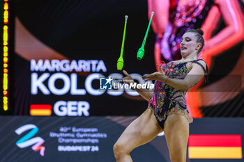 2024-05-26 - Margarita Kolosov (GER) seen during 40th European Rhythmic Gymnastics Championships Budapest 2024 at Papp Laszlo Budapest Sportarena, Budapest, Hungary on May 26, 2024 - 40TH EUROPEAN RHYTHMIC CHAMPIONSHIPS SENIOR INDIVIDUALS & GROUPS AND JUNIOR INDIVIDUALS - GYMNASTICS - OTHER SPORTS