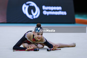 2024-05-26 - Daniela Munits (ISR) seen during 40th European Rhythmic Gymnastics Championships Budapest 2024 at Papp Laszlo Budapest Sportarena, Budapest, Hungary on May 26, 2024 - 40TH EUROPEAN RHYTHMIC CHAMPIONSHIPS SENIOR INDIVIDUALS & GROUPS AND JUNIOR INDIVIDUALS - GYMNASTICS - OTHER SPORTS