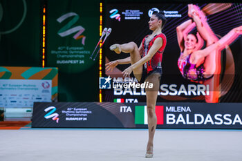 2024-05-26 - Milena Baldassarri (ITA) seen during 40th European Rhythmic Gymnastics Championships Budapest 2024 at Papp Laszlo Budapest Sportarena, Budapest, Hungary on May 26, 2024 - 40TH EUROPEAN RHYTHMIC CHAMPIONSHIPS SENIOR INDIVIDUALS & GROUPS AND JUNIOR INDIVIDUALS - GYMNASTICS - OTHER SPORTS