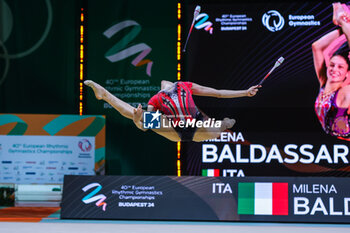 2024-05-26 - Milena Baldassarri (ITA) seen during 40th European Rhythmic Gymnastics Championships Budapest 2024 at Papp Laszlo Budapest Sportarena, Budapest, Hungary on May 26, 2024 - 40TH EUROPEAN RHYTHMIC CHAMPIONSHIPS SENIOR INDIVIDUALS & GROUPS AND JUNIOR INDIVIDUALS - GYMNASTICS - OTHER SPORTS