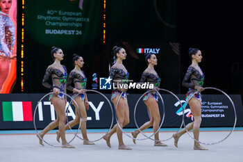 2024-05-26 - Italy group team seen during 40th European Rhythmic Gymnastics Championships Budapest 2024 at Papp Laszlo Budapest Sportarena, Budapest, Hungary on May 26, 2024 - 40TH EUROPEAN RHYTHMIC CHAMPIONSHIPS SENIOR INDIVIDUALS & GROUPS AND JUNIOR INDIVIDUALS - GYMNASTICS - OTHER SPORTS