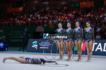 2024-05-26 - Italy group team seen during 40th European Rhythmic Gymnastics Championships Budapest 2024 at Papp Laszlo Budapest Sportarena, Budapest, Hungary on May 26, 2024 - 40TH EUROPEAN RHYTHMIC CHAMPIONSHIPS SENIOR INDIVIDUALS & GROUPS AND JUNIOR INDIVIDUALS - GYMNASTICS - OTHER SPORTS