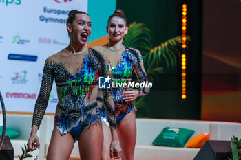 2024-05-26 - Alessia Maurelli of Italy groups celebrates during 40th European Rhythmic Gymnastics Championships Budapest 2024 at Papp Laszlo Budapest Sportarena, Budapest, Hungary on May 26, 2024 - 40TH EUROPEAN RHYTHMIC CHAMPIONSHIPS SENIOR INDIVIDUALS & GROUPS AND JUNIOR INDIVIDUALS - GYMNASTICS - OTHER SPORTS