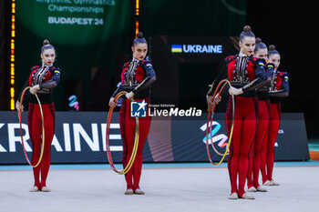 2024-05-26 - Ukraine group team seen during 40th European Rhythmic Gymnastics Championships Budapest 2024 at Papp Laszlo Budapest Sportarena, Budapest, Hungary on May 26, 2024 - 40TH EUROPEAN RHYTHMIC CHAMPIONSHIPS SENIOR INDIVIDUALS & GROUPS AND JUNIOR INDIVIDUALS - GYMNASTICS - OTHER SPORTS