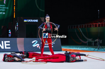 2024-05-26 - Ukraine group team seen during 40th European Rhythmic Gymnastics Championships Budapest 2024 at Papp Laszlo Budapest Sportarena, Budapest, Hungary on May 26, 2024 - 40TH EUROPEAN RHYTHMIC CHAMPIONSHIPS SENIOR INDIVIDUALS & GROUPS AND JUNIOR INDIVIDUALS - GYMNASTICS - OTHER SPORTS