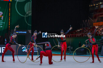 2024-05-26 - Ukraine group team seen during 40th European Rhythmic Gymnastics Championships Budapest 2024 at Papp Laszlo Budapest Sportarena, Budapest, Hungary on May 26, 2024 - 40TH EUROPEAN RHYTHMIC CHAMPIONSHIPS SENIOR INDIVIDUALS & GROUPS AND JUNIOR INDIVIDUALS - GYMNASTICS - OTHER SPORTS