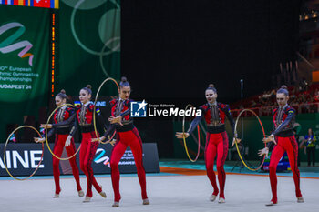 2024-05-26 - Ukraine group team seen during 40th European Rhythmic Gymnastics Championships Budapest 2024 at Papp Laszlo Budapest Sportarena, Budapest, Hungary on May 26, 2024 - 40TH EUROPEAN RHYTHMIC CHAMPIONSHIPS SENIOR INDIVIDUALS & GROUPS AND JUNIOR INDIVIDUALS - GYMNASTICS - OTHER SPORTS