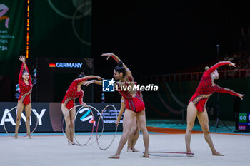 2024-05-26 - Germany group team seen during 40th European Rhythmic Gymnastics Championships Budapest 2024 at Papp Laszlo Budapest Sportarena, Budapest, Hungary on May 26, 2024 - 40TH EUROPEAN RHYTHMIC CHAMPIONSHIPS SENIOR INDIVIDUALS & GROUPS AND JUNIOR INDIVIDUALS - GYMNASTICS - OTHER SPORTS