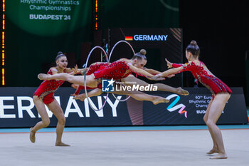 2024-05-26 - Germany group team seen during 40th European Rhythmic Gymnastics Championships Budapest 2024 at Papp Laszlo Budapest Sportarena, Budapest, Hungary on May 26, 2024 - 40TH EUROPEAN RHYTHMIC CHAMPIONSHIPS SENIOR INDIVIDUALS & GROUPS AND JUNIOR INDIVIDUALS - GYMNASTICS - OTHER SPORTS