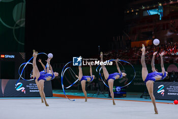 2024-05-26 - Spain group team seen during 40th European Rhythmic Gymnastics Championships Budapest 2024 at Papp Laszlo Budapest Sportarena, Budapest, Hungary on May 26, 2024 - 40TH EUROPEAN RHYTHMIC CHAMPIONSHIPS SENIOR INDIVIDUALS & GROUPS AND JUNIOR INDIVIDUALS - GYMNASTICS - OTHER SPORTS