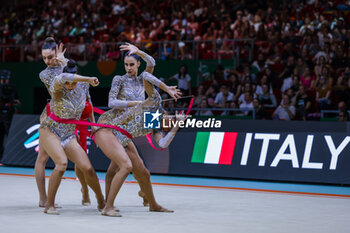 2024-05-26 - Italy group team seen during 40th European Rhythmic Gymnastics Championships Budapest 2024 at Papp Laszlo Budapest Sportarena, Budapest, Hungary on May 26, 2024 - 40TH EUROPEAN RHYTHMIC CHAMPIONSHIPS SENIOR INDIVIDUALS & GROUPS AND JUNIOR INDIVIDUALS - GYMNASTICS - OTHER SPORTS