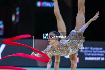 2024-05-26 - Martina Centofanti of Italy seen during 40th European Rhythmic Gymnastics Championships Budapest 2024 at Papp Laszlo Budapest Sportarena, Budapest, Hungary on May 26, 2024 - 40TH EUROPEAN RHYTHMIC CHAMPIONSHIPS SENIOR INDIVIDUALS & GROUPS AND JUNIOR INDIVIDUALS - GYMNASTICS - OTHER SPORTS