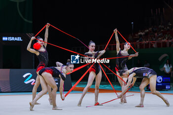 2024-05-26 - Israel group team seen during 40th European Rhythmic Gymnastics Championships Budapest 2024 at Papp Laszlo Budapest Sportarena, Budapest, Hungary on May 26, 2024 - 40TH EUROPEAN RHYTHMIC CHAMPIONSHIPS SENIOR INDIVIDUALS & GROUPS AND JUNIOR INDIVIDUALS - GYMNASTICS - OTHER SPORTS