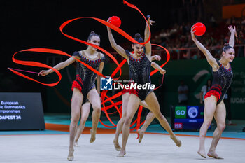 2024-05-26 - Israel group team seen during 40th European Rhythmic Gymnastics Championships Budapest 2024 at Papp Laszlo Budapest Sportarena, Budapest, Hungary on May 26, 2024 - 40TH EUROPEAN RHYTHMIC CHAMPIONSHIPS SENIOR INDIVIDUALS & GROUPS AND JUNIOR INDIVIDUALS - GYMNASTICS - OTHER SPORTS