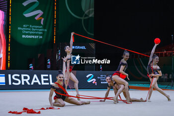 2024-05-26 - Israel group team seen during 40th European Rhythmic Gymnastics Championships Budapest 2024 at Papp Laszlo Budapest Sportarena, Budapest, Hungary on May 26, 2024 - 40TH EUROPEAN RHYTHMIC CHAMPIONSHIPS SENIOR INDIVIDUALS & GROUPS AND JUNIOR INDIVIDUALS - GYMNASTICS - OTHER SPORTS