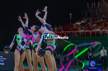 2024-05-26 - Azerbaijani group team seen during 40th European Rhythmic Gymnastics Championships Budapest 2024 at Papp Laszlo Budapest Sportarena, Budapest, Hungary on May 25, 2024 - 40TH EUROPEAN RHYTHMIC CHAMPIONSHIPS SENIOR INDIVIDUALS & GROUPS AND JUNIOR INDIVIDUALS - GYMNASTICS - OTHER SPORTS