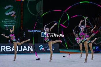 2024-05-26 - Azerbaijani group team seen during 40th European Rhythmic Gymnastics Championships Budapest 2024 at Papp Laszlo Budapest Sportarena, Budapest, Hungary on May 25, 2024 - 40TH EUROPEAN RHYTHMIC CHAMPIONSHIPS SENIOR INDIVIDUALS & GROUPS AND JUNIOR INDIVIDUALS - GYMNASTICS - OTHER SPORTS