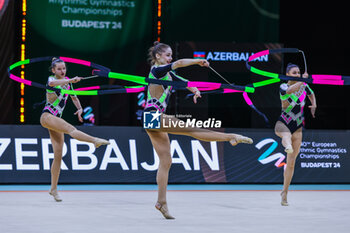 2024-05-26 - Azerbaijani group team seen during 40th European Rhythmic Gymnastics Championships Budapest 2024 at Papp Laszlo Budapest Sportarena, Budapest, Hungary on May 25, 2024 - 40TH EUROPEAN RHYTHMIC CHAMPIONSHIPS SENIOR INDIVIDUALS & GROUPS AND JUNIOR INDIVIDUALS - GYMNASTICS - OTHER SPORTS